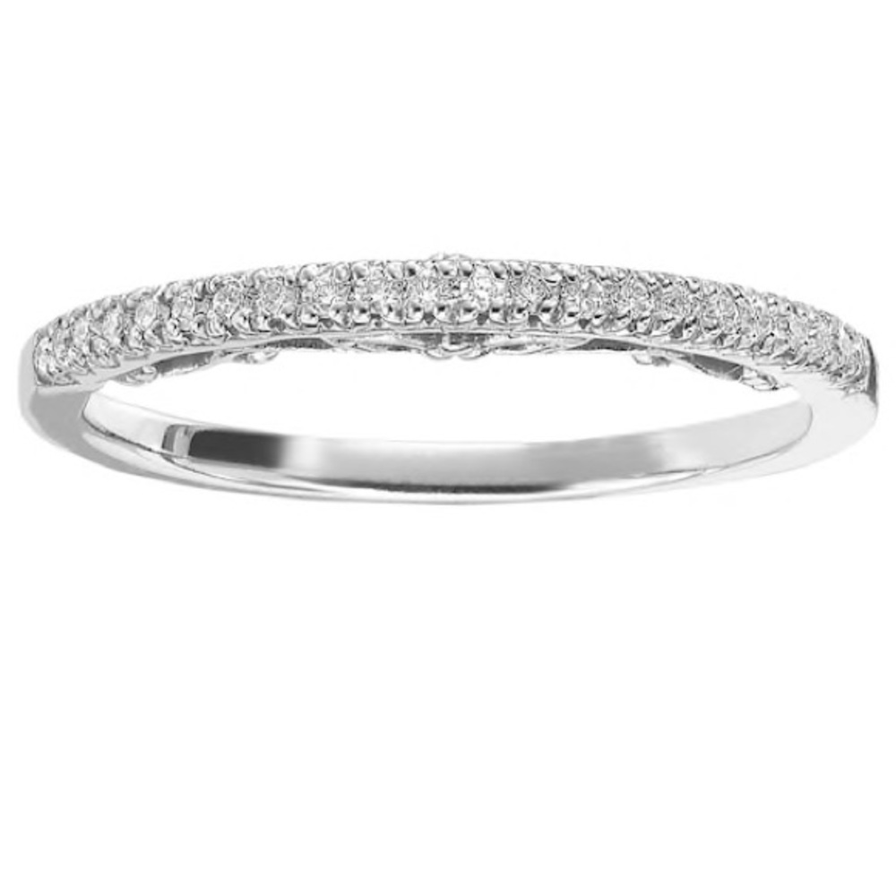 14K White Gold Diamond wedding band